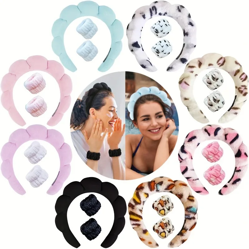 Kids Face Mask - 3Pcs/set Makeup Headband Puffy Sponge Spa