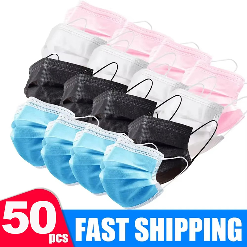 50Pcs 3-layer Mask Face Masks  - Disposable Mask Blue 리뷰 및 가격