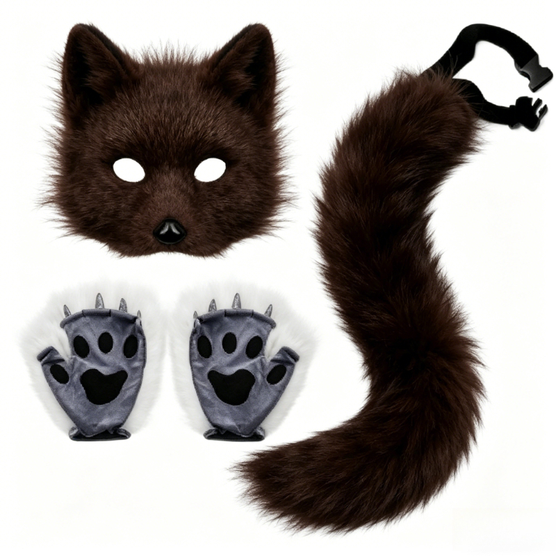 Furry Cat Ears Mask Tail & Paw - Black Face Mask Pack 리뷰 및 가격