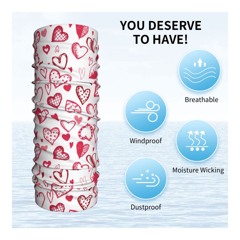 Pink Red Love Hearts Bandana N - Neck Gaiter Face Cover 리뷰 및 가격